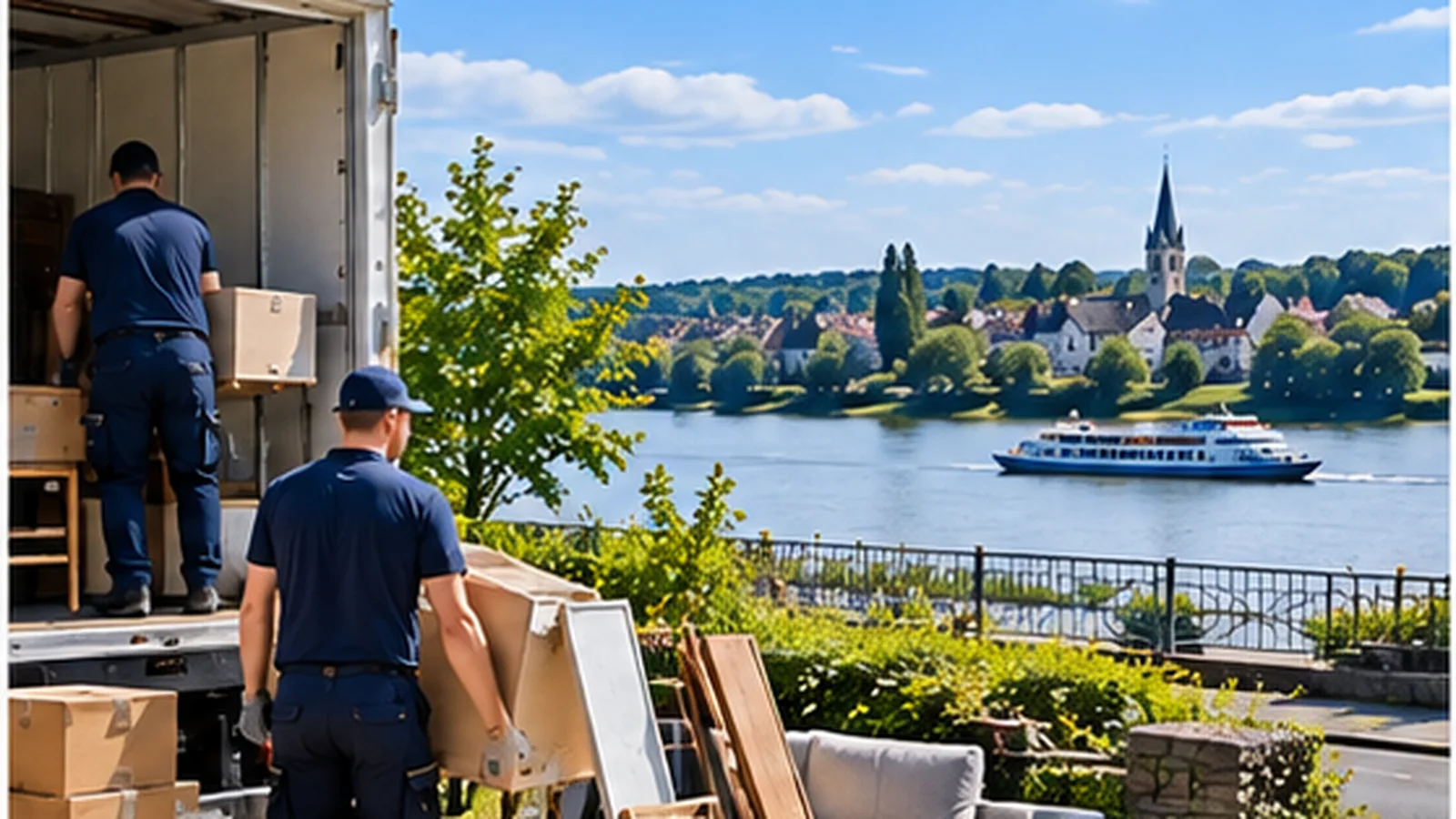 Geordnete Räumung in einem Wohnumfeld in Niederkassel