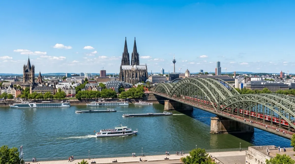 Kölner Dom und Rhein als Orientierung für einen Umzug in Köln